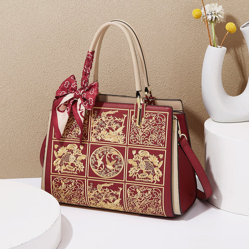 New Chinese style blue and white porcelain embroidered handbag, women's large capacity maternity bag/crossbody bag.